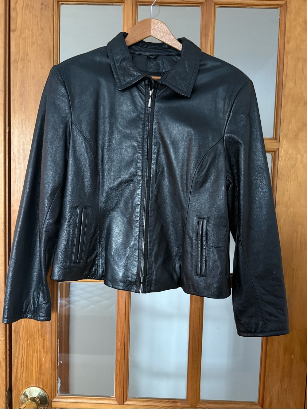 Wilson Black Leather Zip-Front Jacket